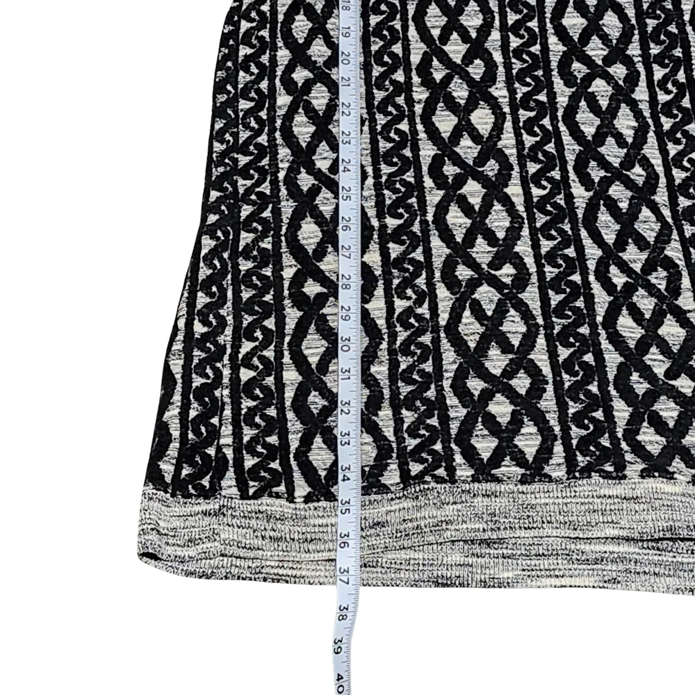 ANTHROPOLOGIE MOTH Black White Wool Blend 3/4 Sleeve Geometric Midi Dress Medium - Picture 12 of 16